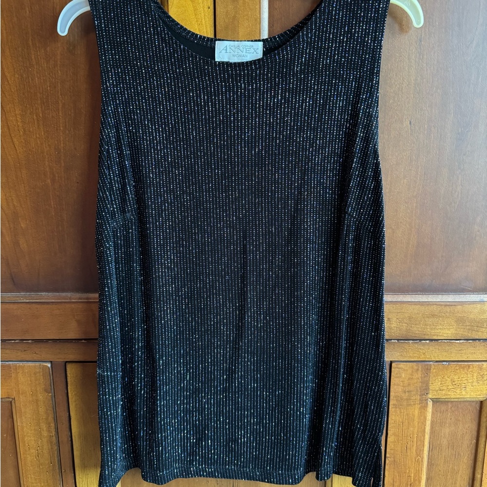 Black & Silver Sparkling Sleeveless Top